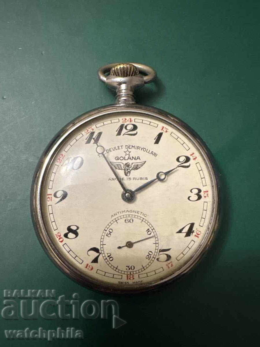 Golana σπάνιο ρολόι τσέπης. Τουρκικοί Σιδηρόδρομοι