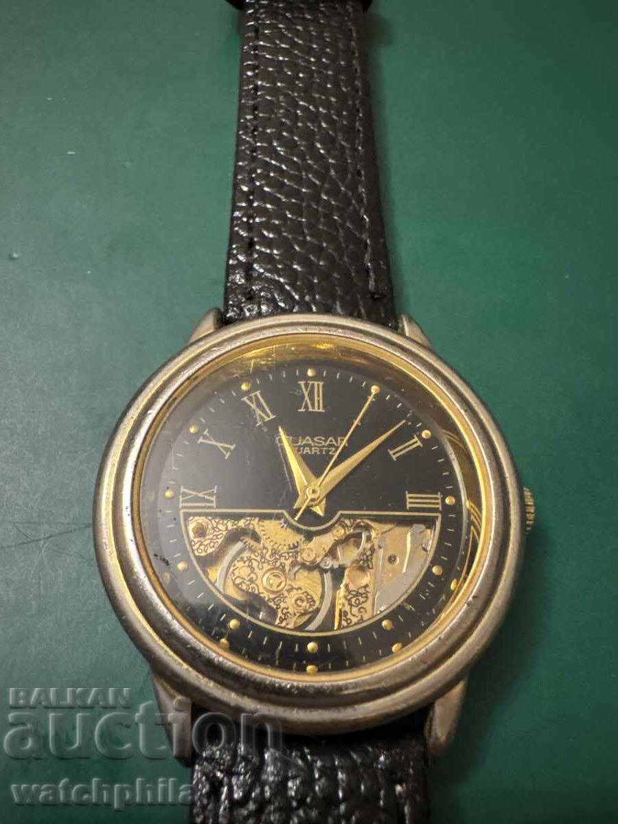 Аукцион Quasar skeleton швейцарски мъжки часовник. Рядък.работи