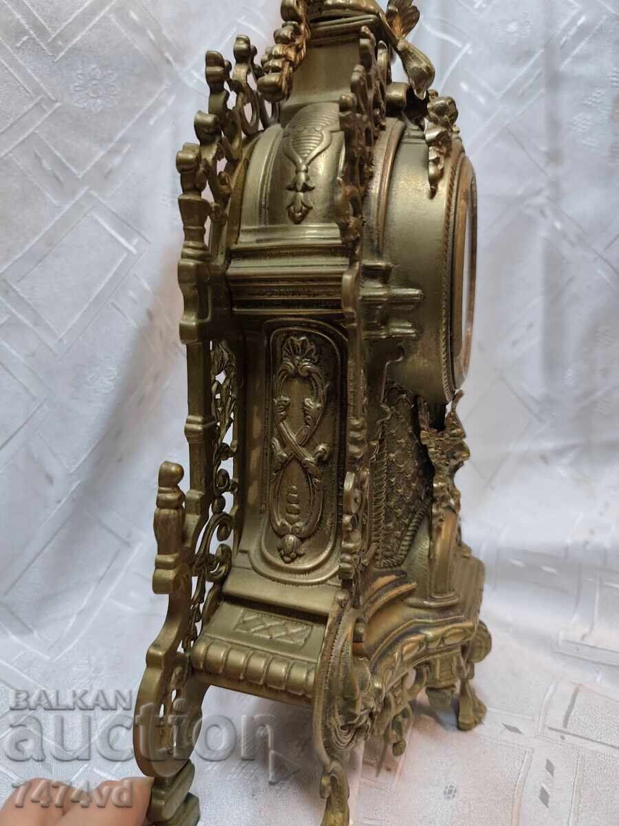 Масивен немски бронзов  настолен часовник Рококо W.Germany - 7