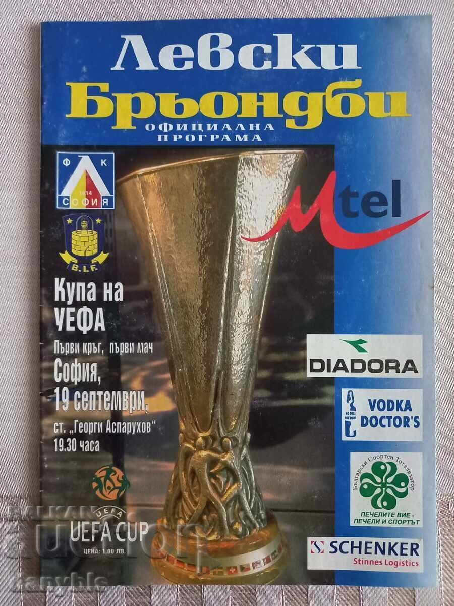 Program fotbal - Levski - Brøndby