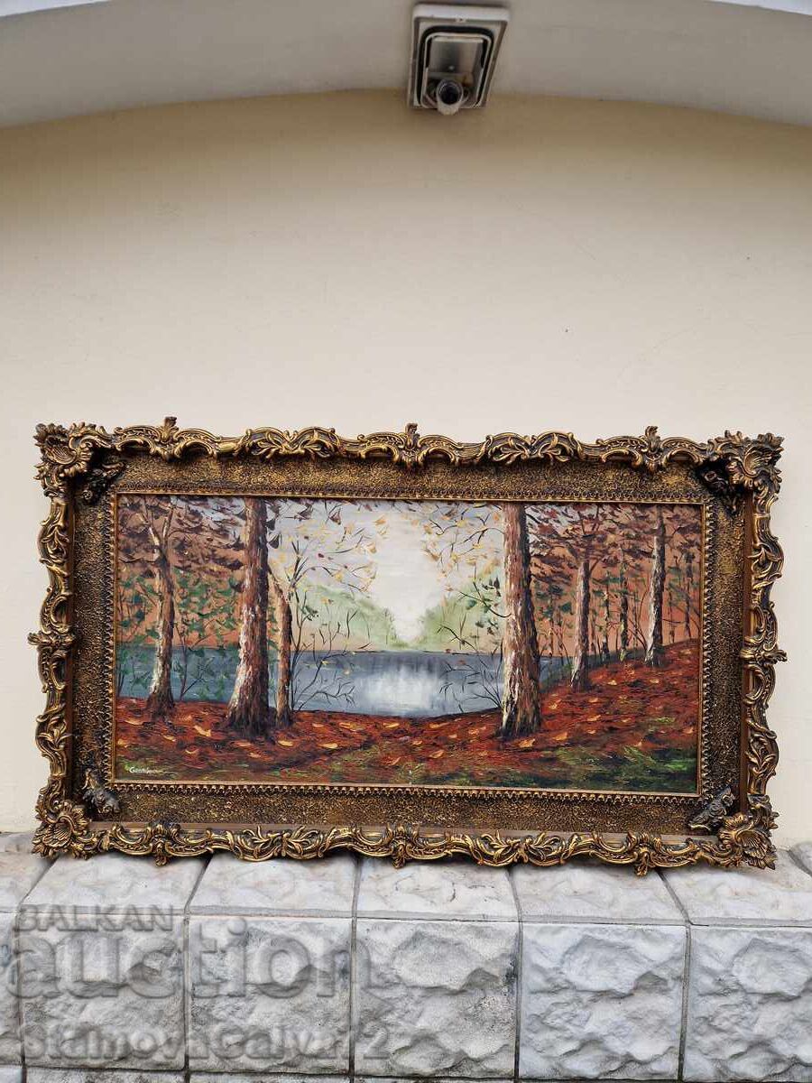 Tablou antic de mari dimensiuni, realizat cu măiestrie, ulei pe pânză cu preț € 249.00 | 487.00 BGN