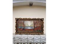 Εξαιρετικός μεγάλος αντίκα αριστουργηματικός πίνακας λάδι σε καμβά