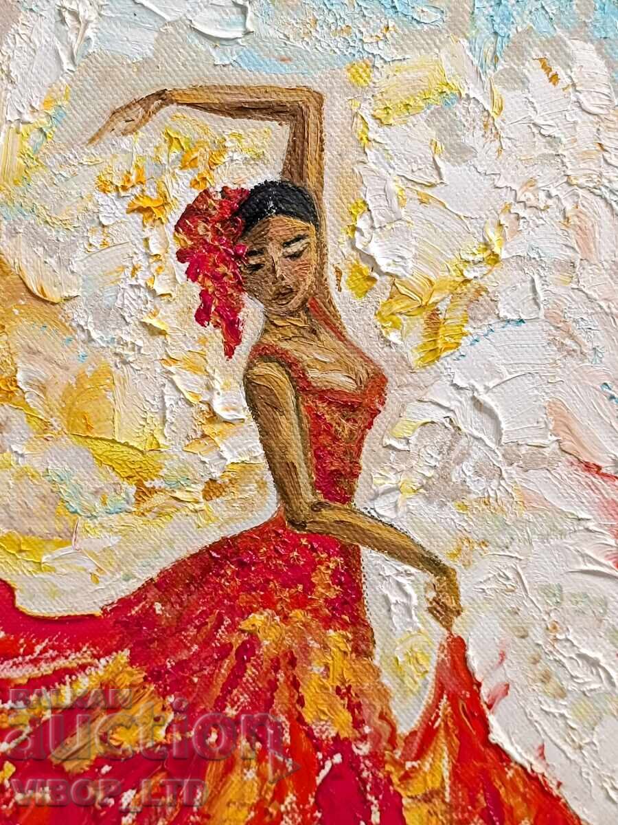 Artist/pictură originală FLAMENGO/ramă/pânză