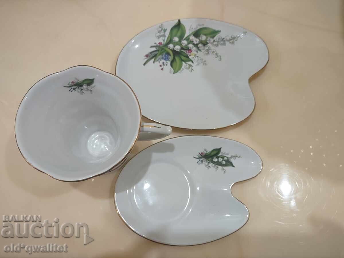 Delivery of Beautiful triple porcelain set, Lily of the Valley, marked
