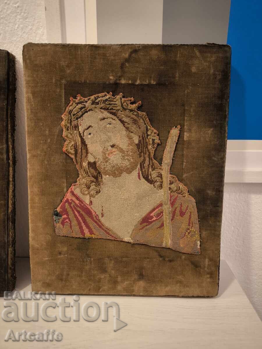 Antique Religious Tapestries Jesus Christ and Virgin Mary with price € 50.00 | 97.79 BGN Antique Religious Tapestries Jesus Christ and Virgin Mary with price € 50.00 | 97.79 BGN