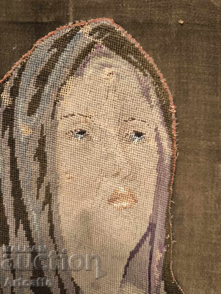 Antique Religious Tapestries Jesus Christ and Virgin Mary - 7