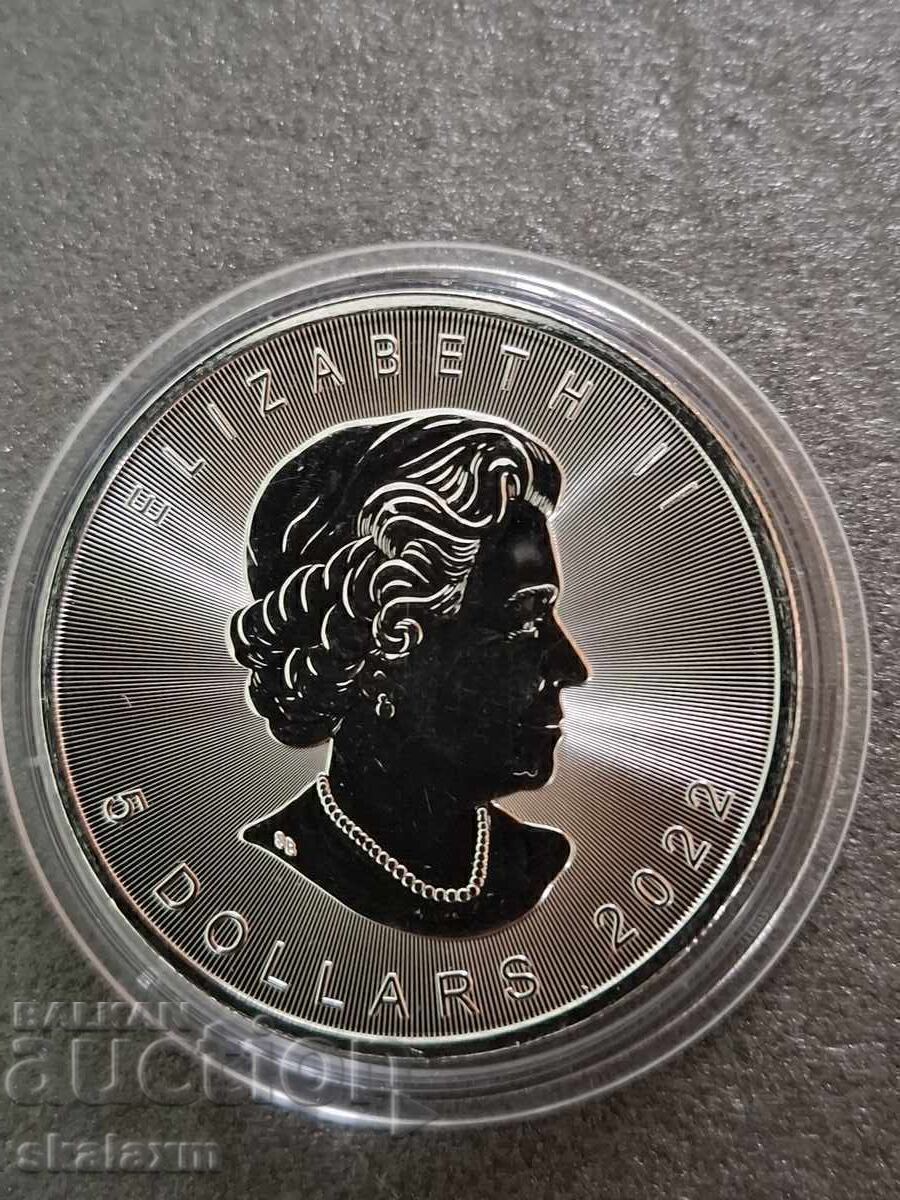 Аукцион Сребро 1 oz. Кленов лист Елизабет втора