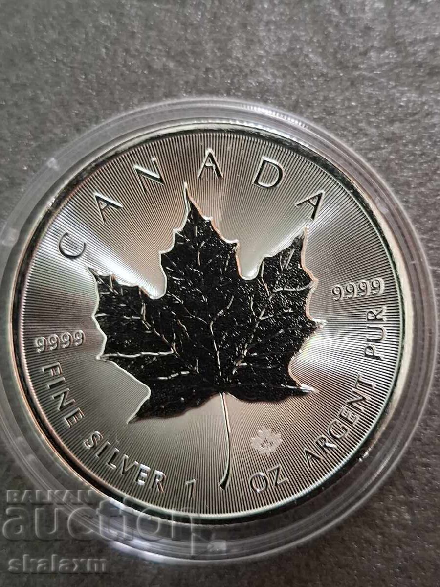 Argint 1 oz. Frunză de arțar Elisabeta a II-a 2022