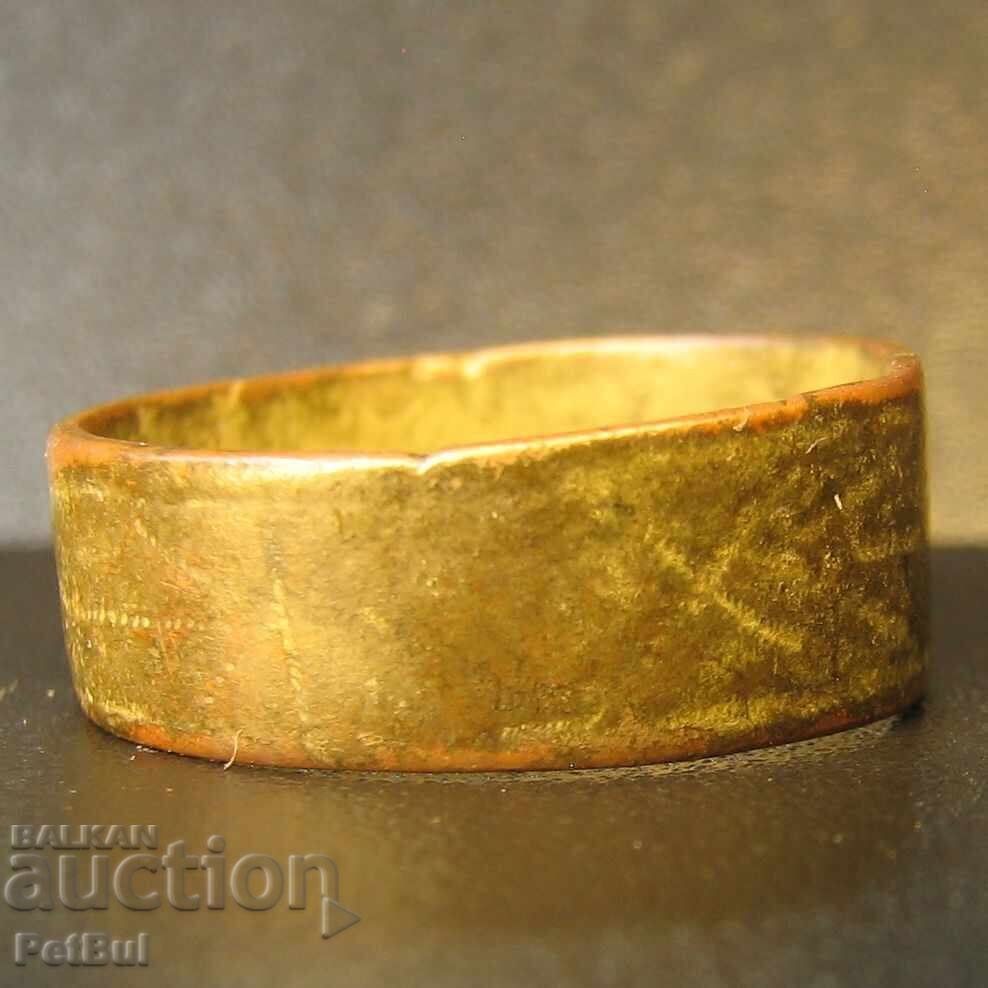 Πολεμική Τέχνη Παλιό Γυναικείο Χάλκινο Δαχτυλίδι Με Φιγούρες - 7