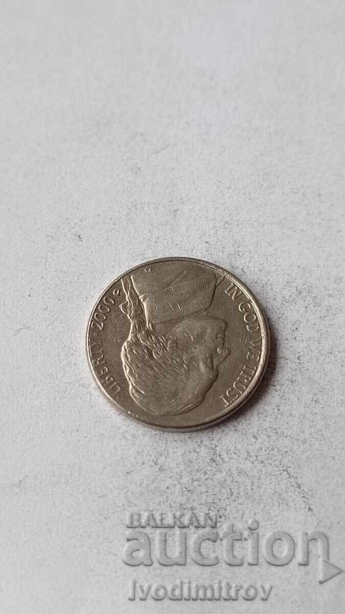 ΗΠΑ 5 σεντ 2000 D Τζέφερσον νικέλιο με τιμή € 0.37 | 0.72 BGN