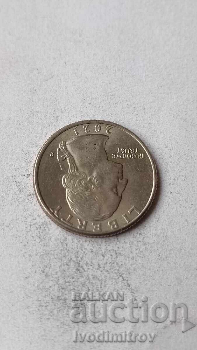 25 de cenți SUA 2021 P cu preț € 0.98 | 1.92 BGN