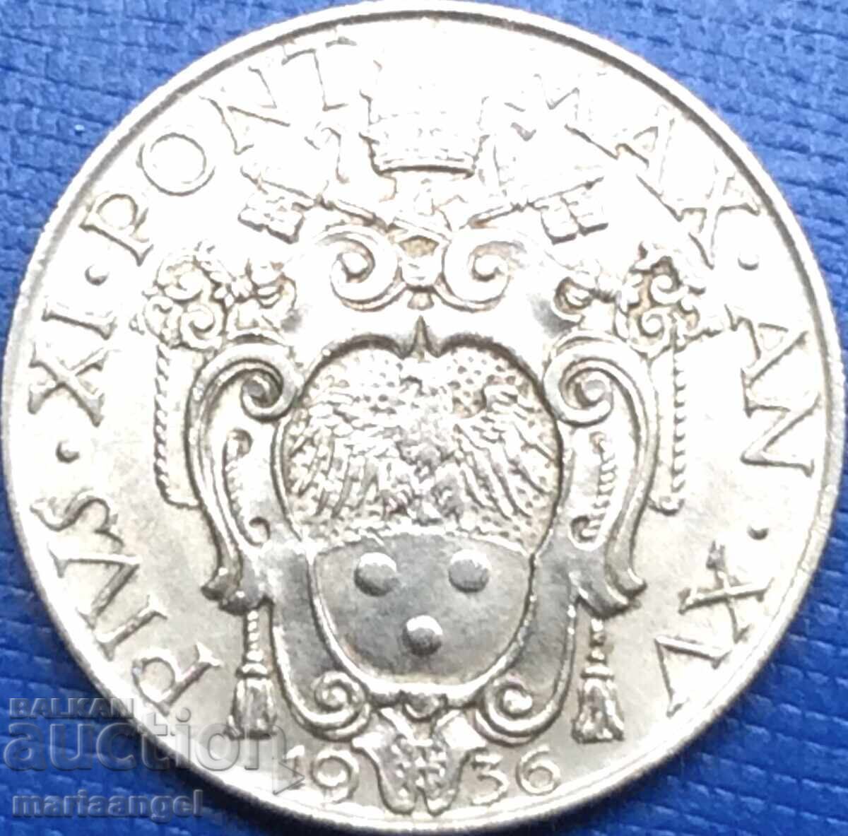 Доставка на 1 лира 1936 Ватикана Пий XI - RARE! рядка година