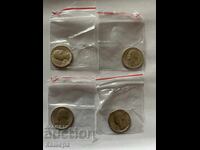 4 τεμάχια των 1/4 δολαρίων του 1976, 0,4 ασήμι