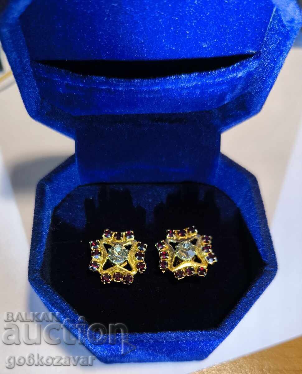Vintage Czechoslovakia cufflinks with garnets, 60s-70s!