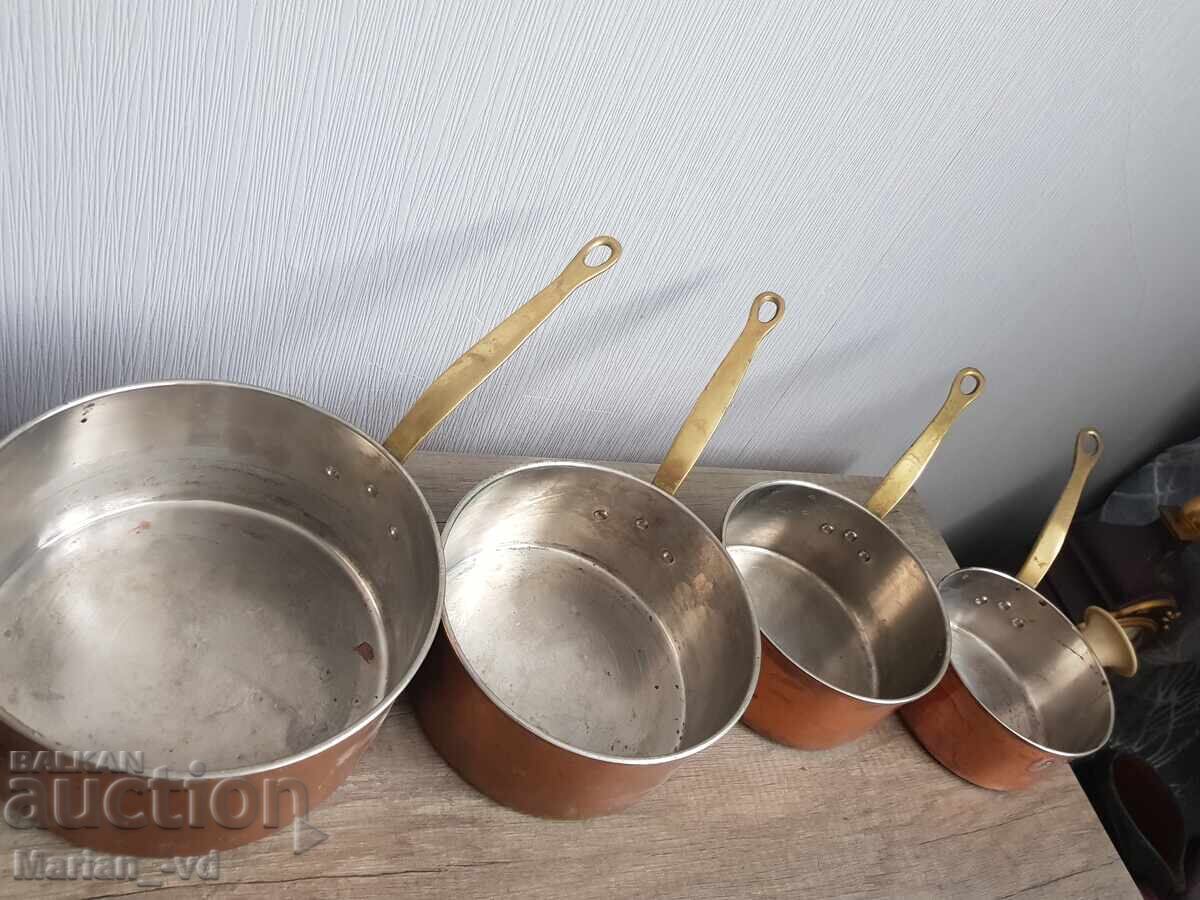 Δημοπρασία Σετ χάλκινα τηγάνια με μπρούτζινες λαβές