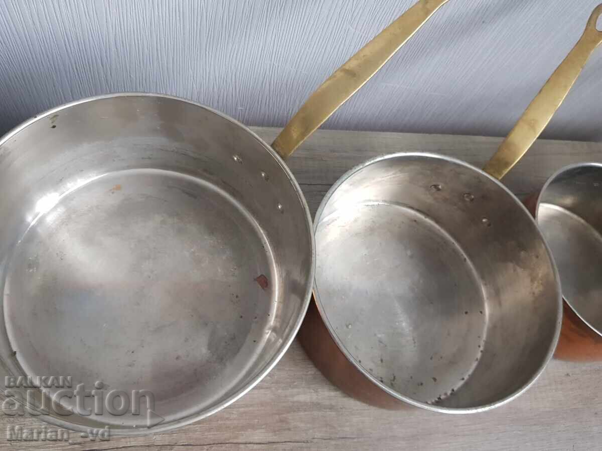 Σετ χάλκινα τηγάνια με μπρούτζινες λαβές - 5