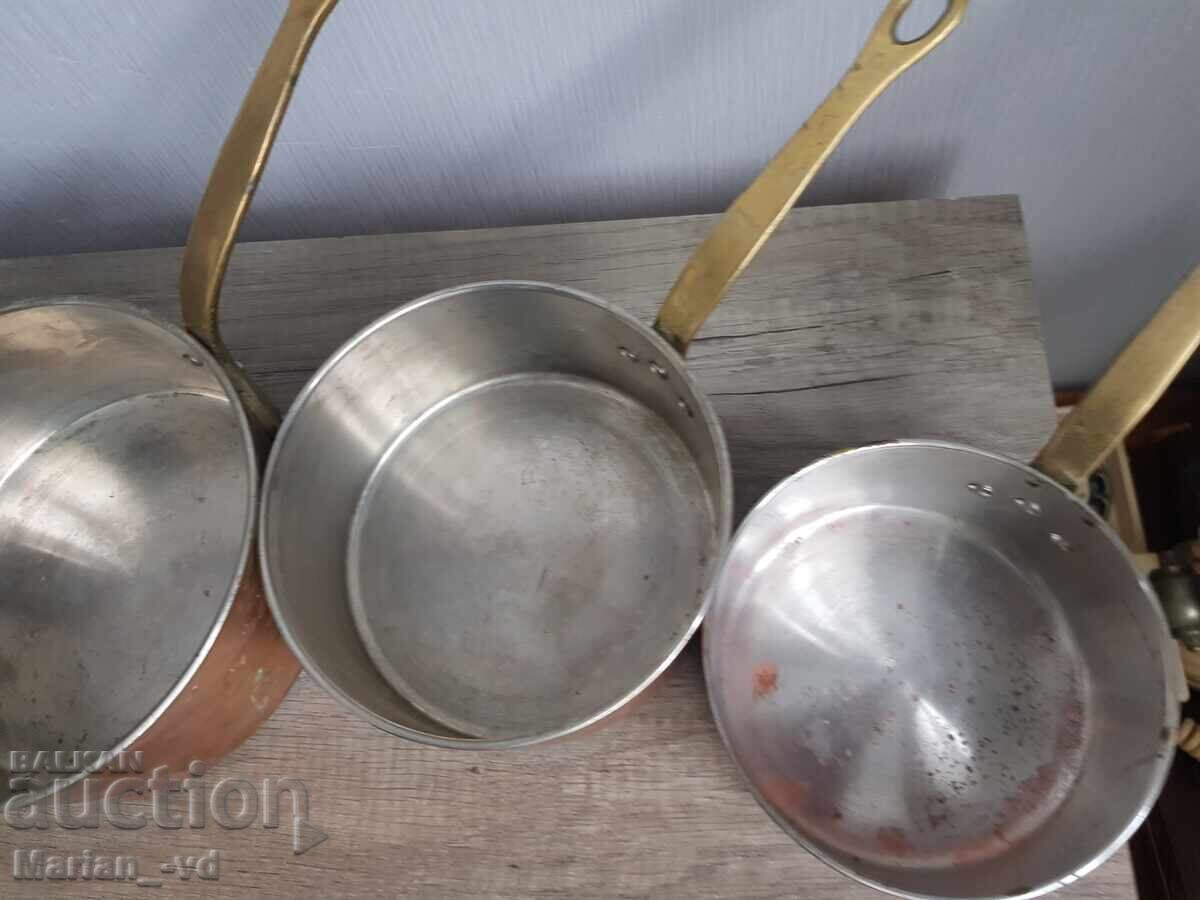 Σετ χάλκινα τηγάνια με μπρούτζινες λαβές - 6