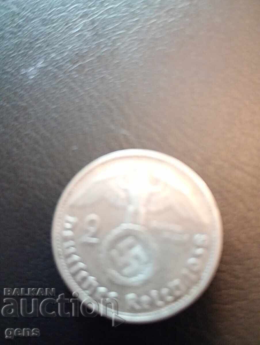 Германия 2 марки 1938 сребро Германия 2 марки 1938 сребро