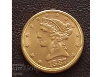 5 dollar 1887 United States gold