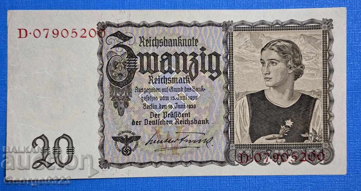 Германия 1939 20 марки Третия Райх