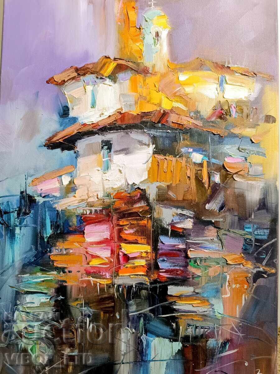 Licitație Tablou mare, COVOARE DIN RODOPI, pictură în ulei, semnătură