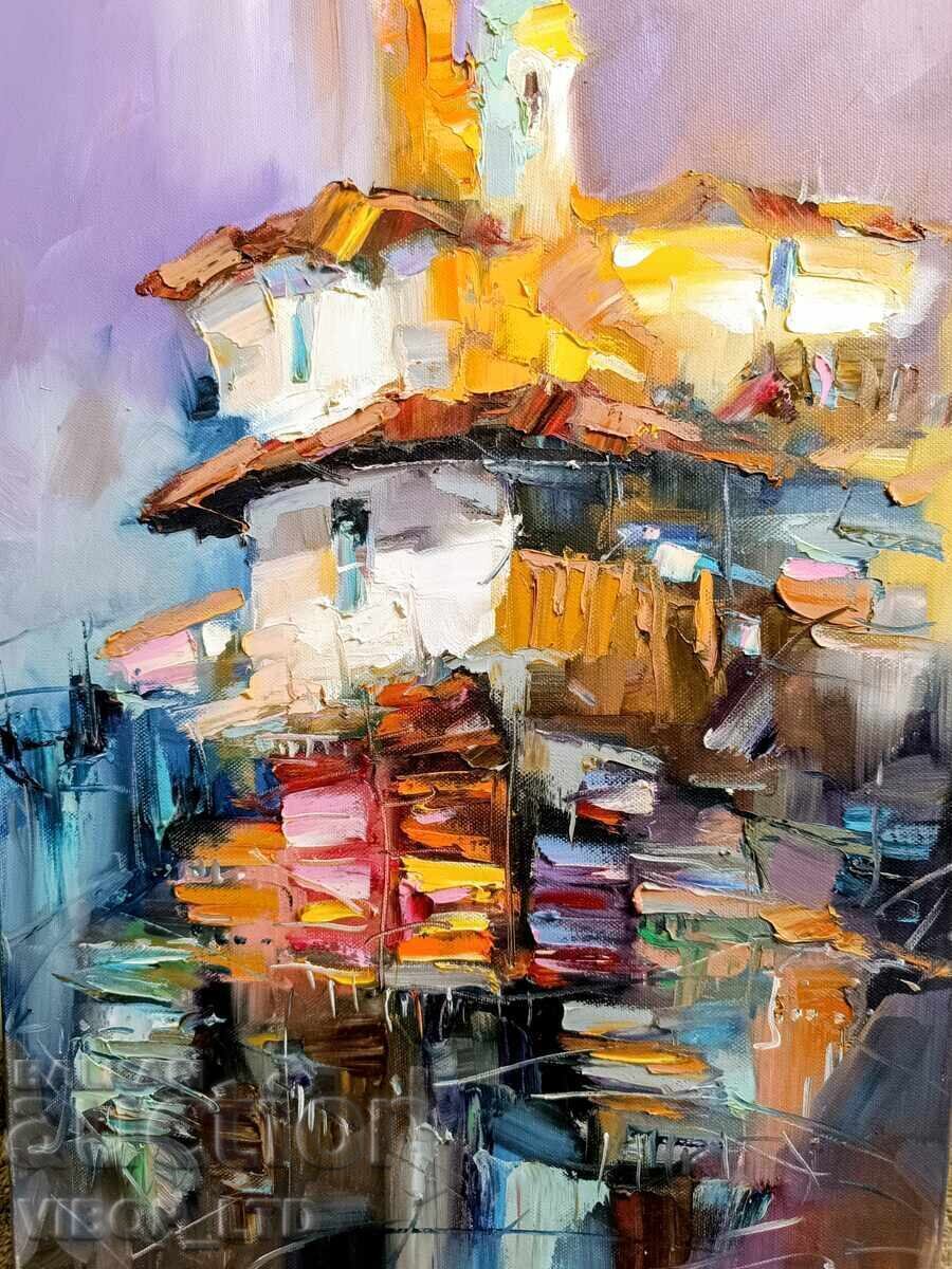 Tablou mare, COVOARE DIN RODOPI, pictură în ulei, semnătură - 6