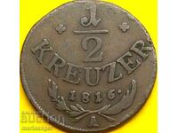 1/2 Kreuzer 1816 Αυστρία Α - Βιέννη 22mm χάλκινο