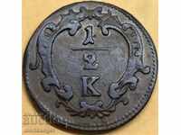 1/2 Kreuzer 1760 Austria Maria Theresa - RARE!
