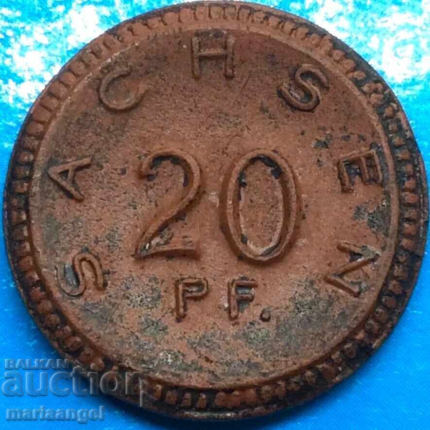20 пфенига 1921 Германия Саксония WWI - перва Световна война с цена € 6.00 | 11.73 лв.