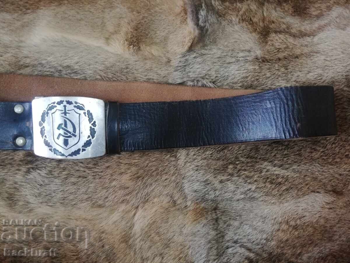 Licitație Centură din piele veche de milițian NRB, Miliție, Uniformă