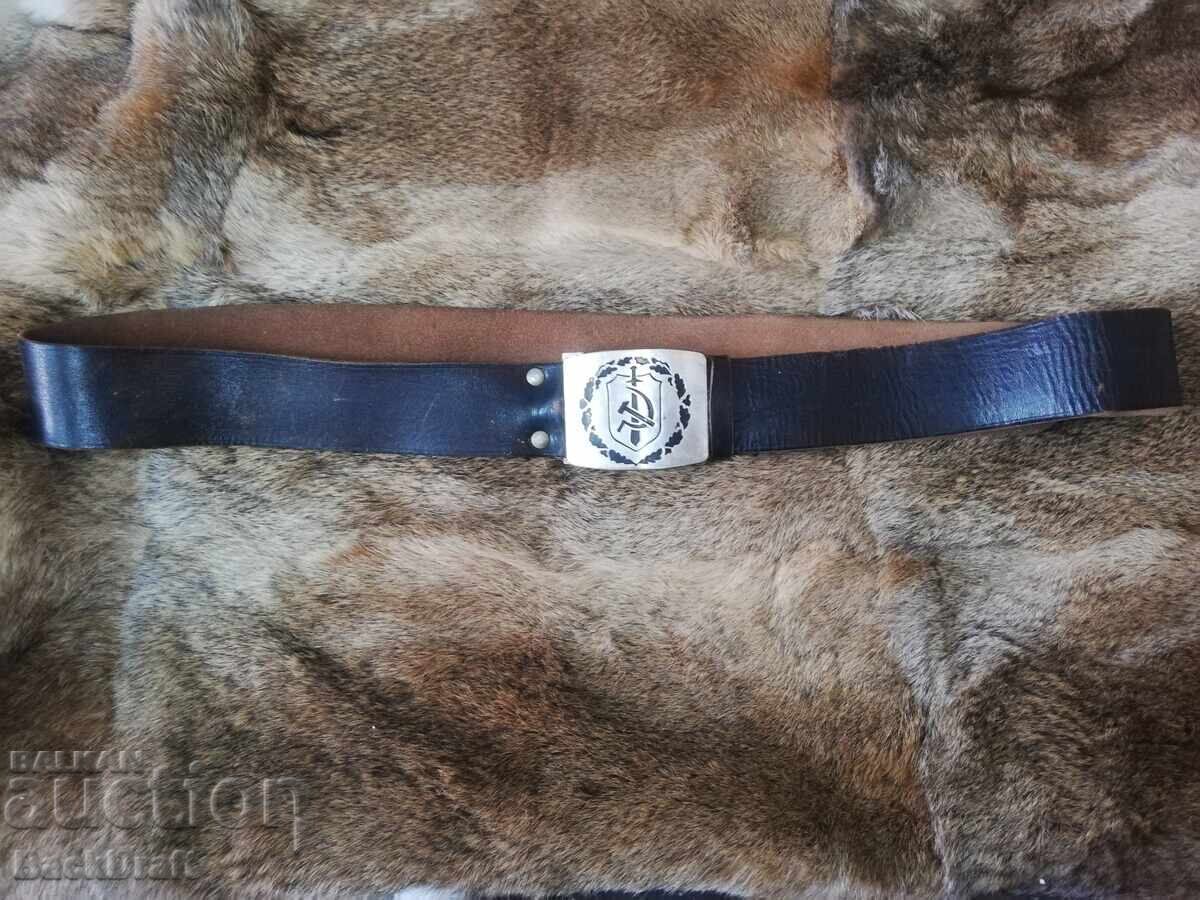 Centură din piele veche de milițian NRB, Miliție, Uniformă