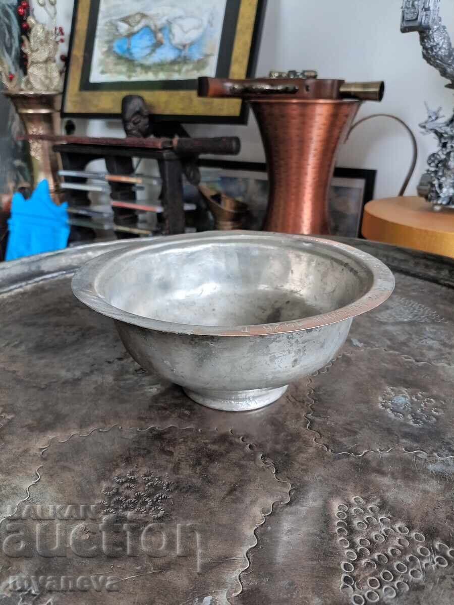 Παλιά, κασσιτερωμένη κούπα, πιάτο του 1925 με μήνυμα με τιμή € 20.00 | 39.12 BGN