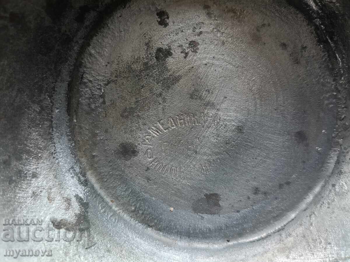 Bol vechi, cositorit, farfurie din 1925 cu mesaj - 5