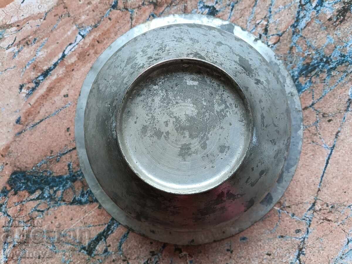 Παλιά, κασσιτερωμένη κούπα, πιάτο του 1925 με μήνυμα - 6