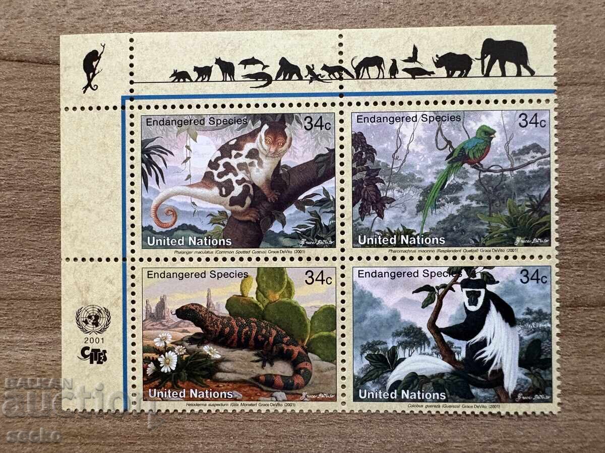 ΟΗΕ Νέα Υόρκη - Απειλούμενα ζώα (2001) MNH