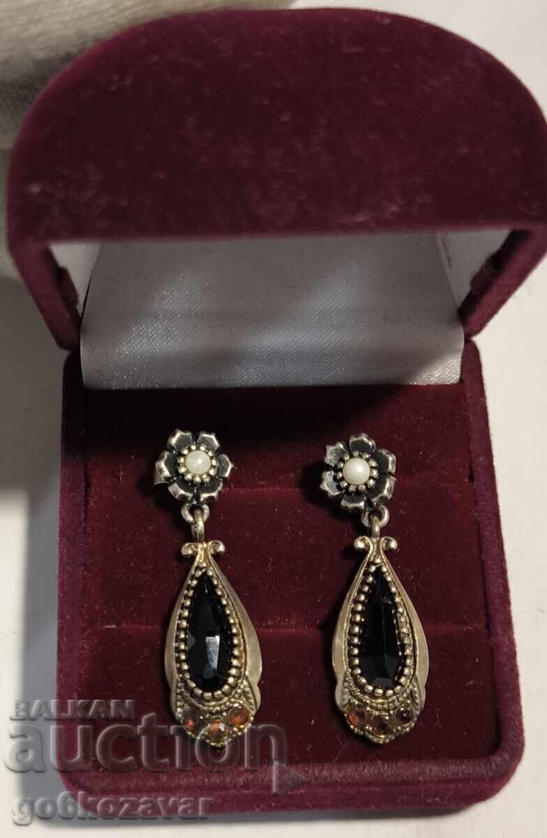 Cercei victorian argint cu granat închis la culoare – eleganță și lux - 5