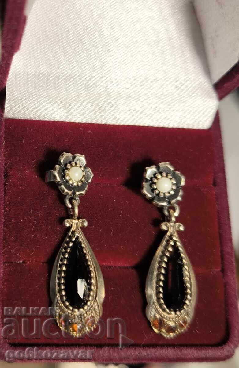Cercei victorian argint cu granat închis la culoare – eleganță și lux - 7