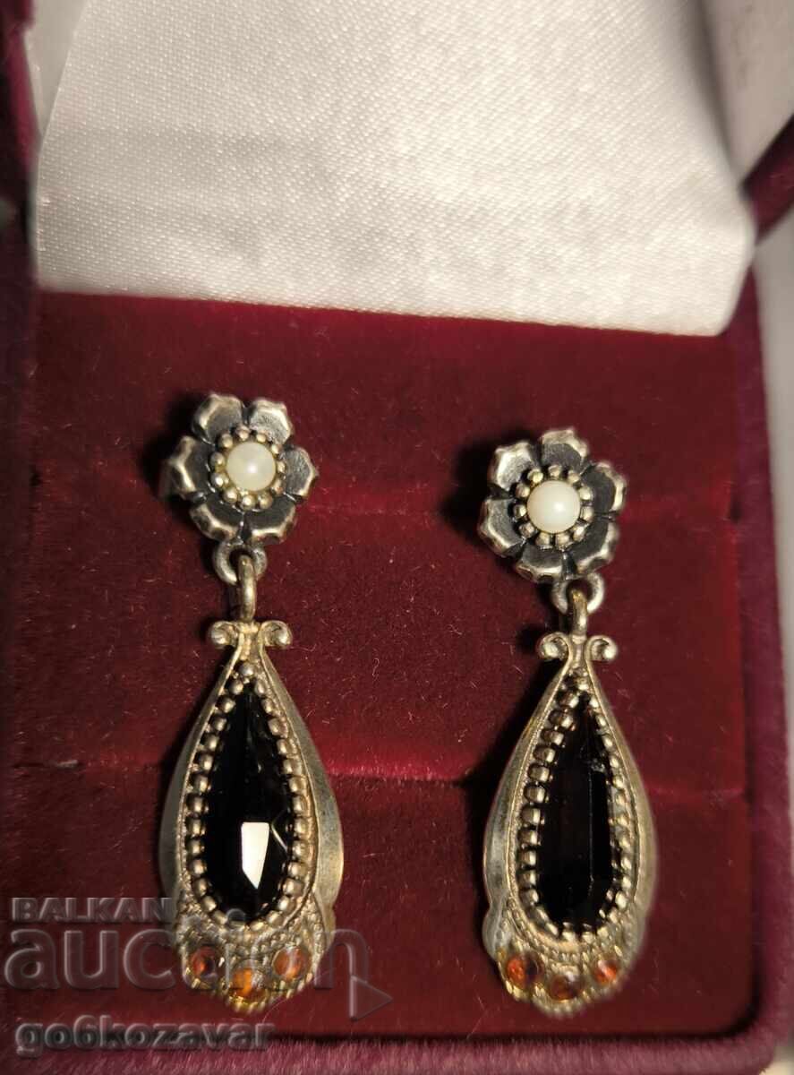 Cercei victorian argint cu granat închis la culoare – eleganță și lux