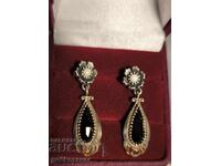 Victorian silver earrings with dark garnet - elegance and luxury