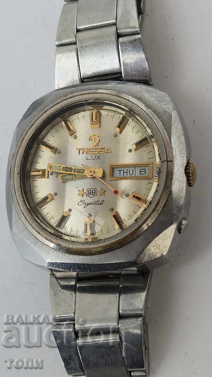 TRESSA LUX AUTOMATIC SWISS MADE RARE WORKS WITHOUT WARRANTY with price € 3.50 | 6.85 BGN TRESSA LUX AUTOMATIC SWISS MADE RARE WORKS WITHOUT WARRANTY with price € 3.50 | 6.85 BGN
