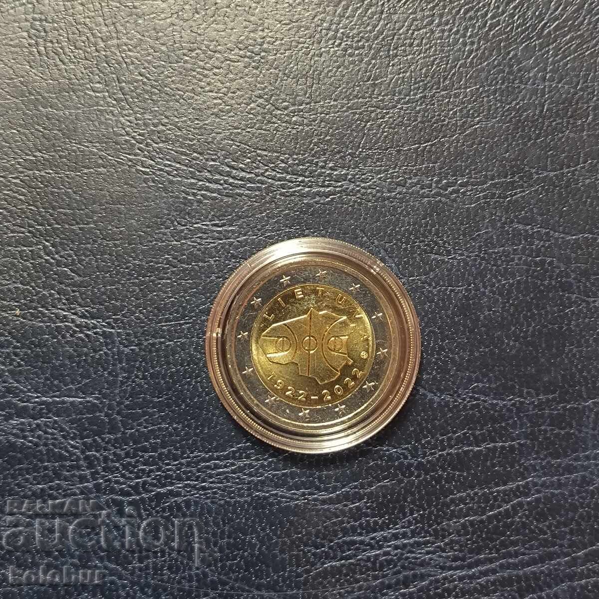 2 Ευρώ Λιθουανία 2022 Μπάσκετ 100 Χρόνια UNC