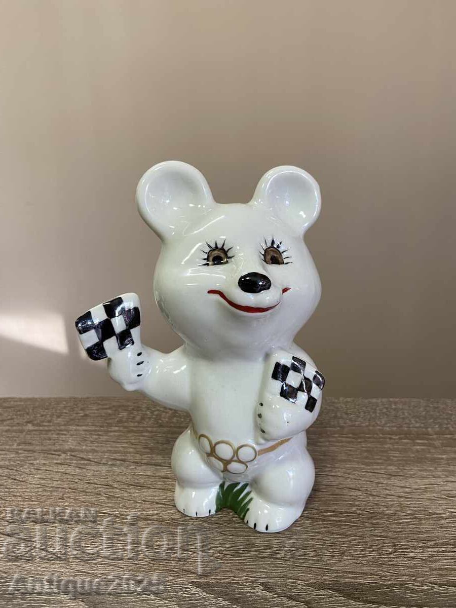 Porcelain figurine "Olympic Bear - Auto Sport", USSR