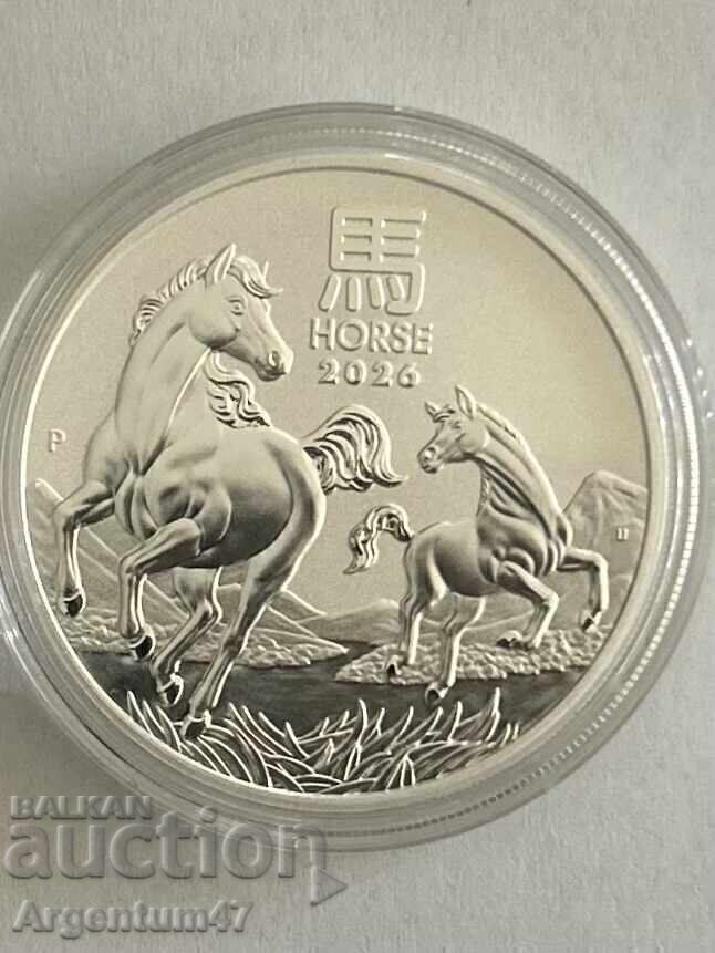 СРЕБРО 1 OZ 2026 АВСТРАЛИЯ - ЛУНАР ГОДИНАТА НА КОНЯ с цена € 109.99 | 215.12 лв.