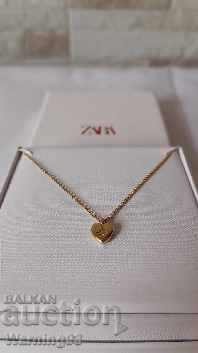 Colier argintat cu placare de aur 24k - ZARA - Made in Spain