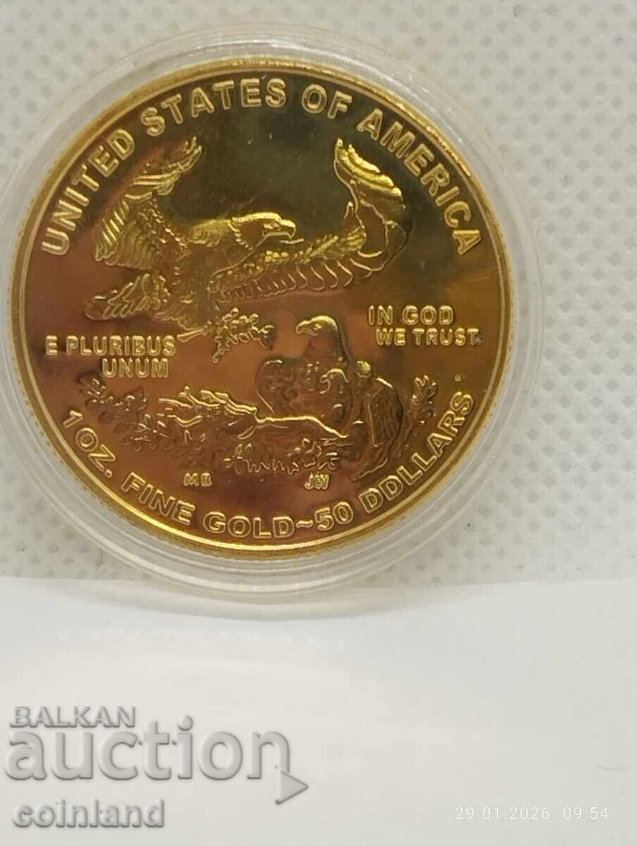 Monedă placată cu aur - REPRODUCERE cu preț € 7.00 | 13.69 BGN Monedă placată cu aur - REPRODUCERE cu preț € 7.00 | 13.69 BGN