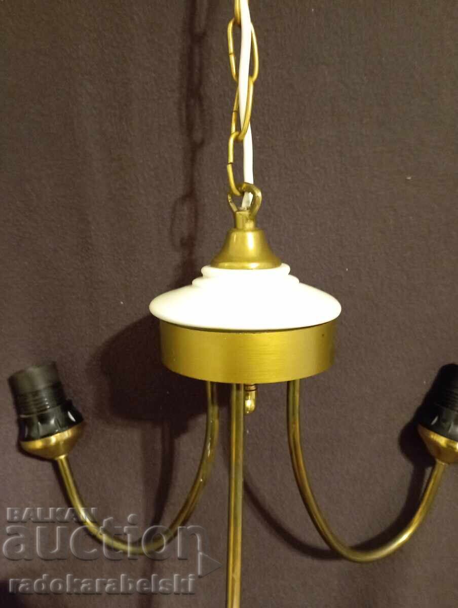 Frumos candelabru vechi, din alamă și porțelan - 5