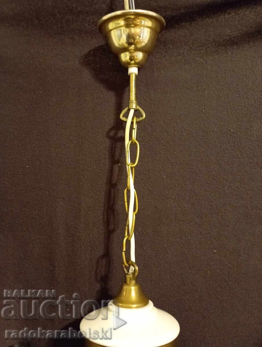 Frumos candelabru vechi, din alamă și porțelan - 6