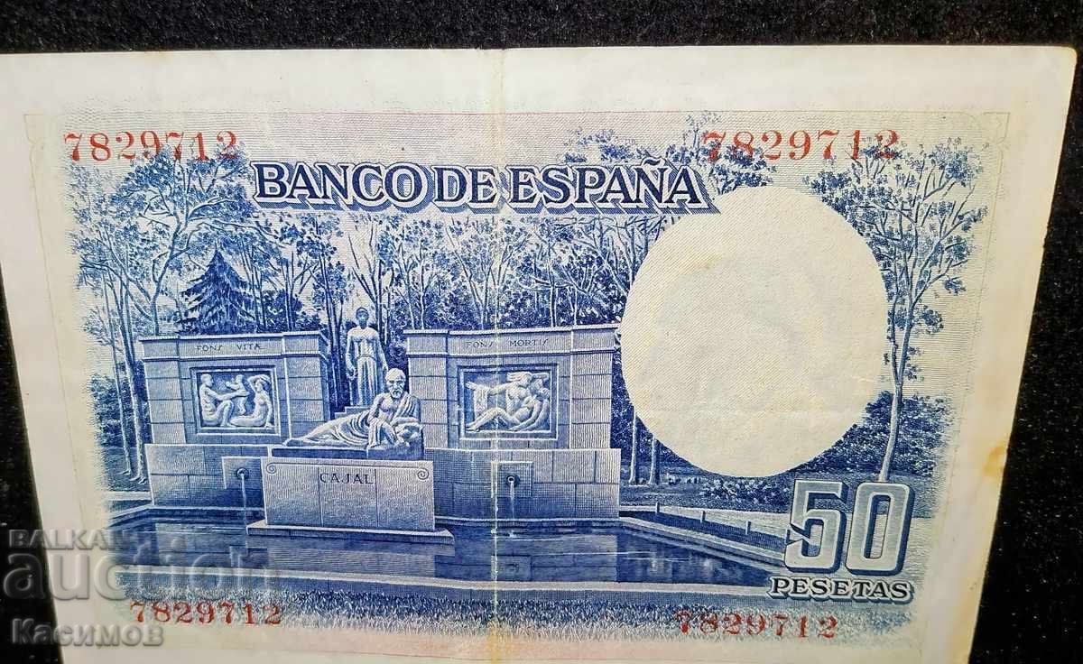 Livrarea Bancnotă veche rară din Spania 50 Pesos 1935