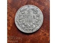 2 lei 1891 g. argint