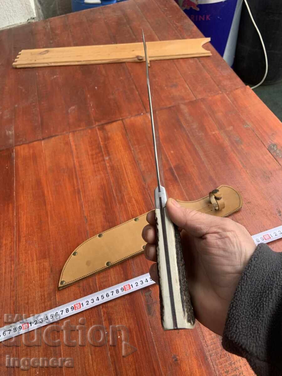 BULGARIA KNIFE HUGE BLADE ANTIQUE SHEATH - 7 BULGARIA KNIFE HUGE BLADE ANTIQUE SHEATH - 7